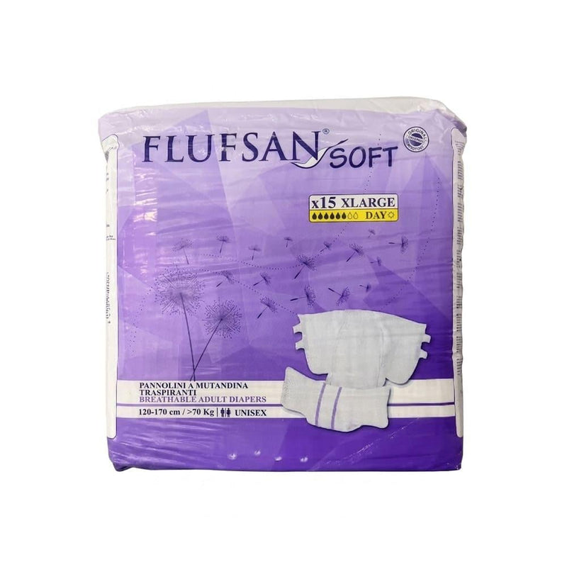 Adult Diapers for Fecal Incontinence Extra Large Soft Flufsan 15 Count