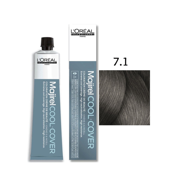 L'Oreal Paris Permanent Hair Dye, Ash Blonde 7.1, Gray Coverage, 50ml