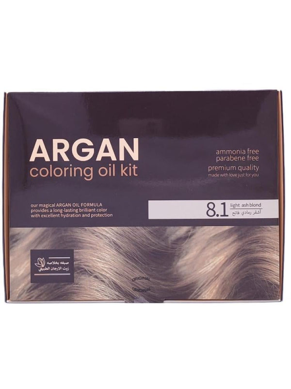 Argan Hair Dye Set 8.1 Light Ash Blonde with Argan Oil - 75ml