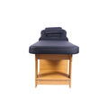 Salon System Black Synthetic Leather Massage Bed with Wooden Base
