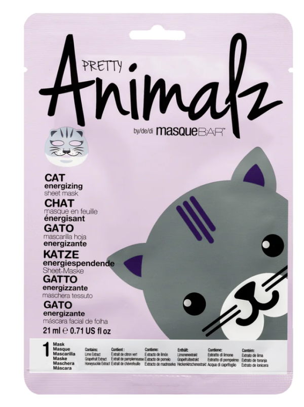 Cat Print Hydrating Sheet Mask Fun Animal Design Masque Bar 1 Piece