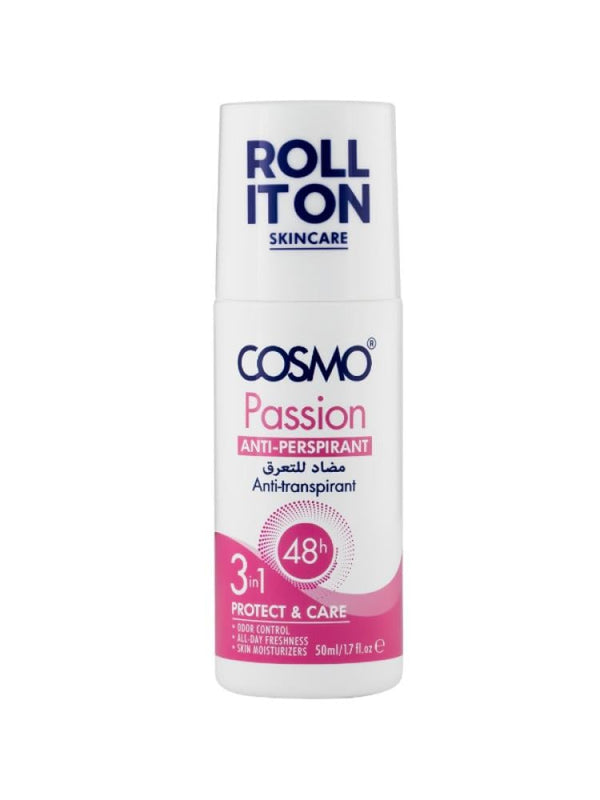 Cosmo Passion 3-in-1 Antiperspirant Deodorant - 48 Hour Protection, Whitening & Smoothing, 50ml