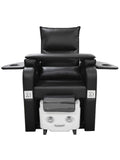 Salon System Pedicure Chair - Black, Attached Movable Basin with Wheels