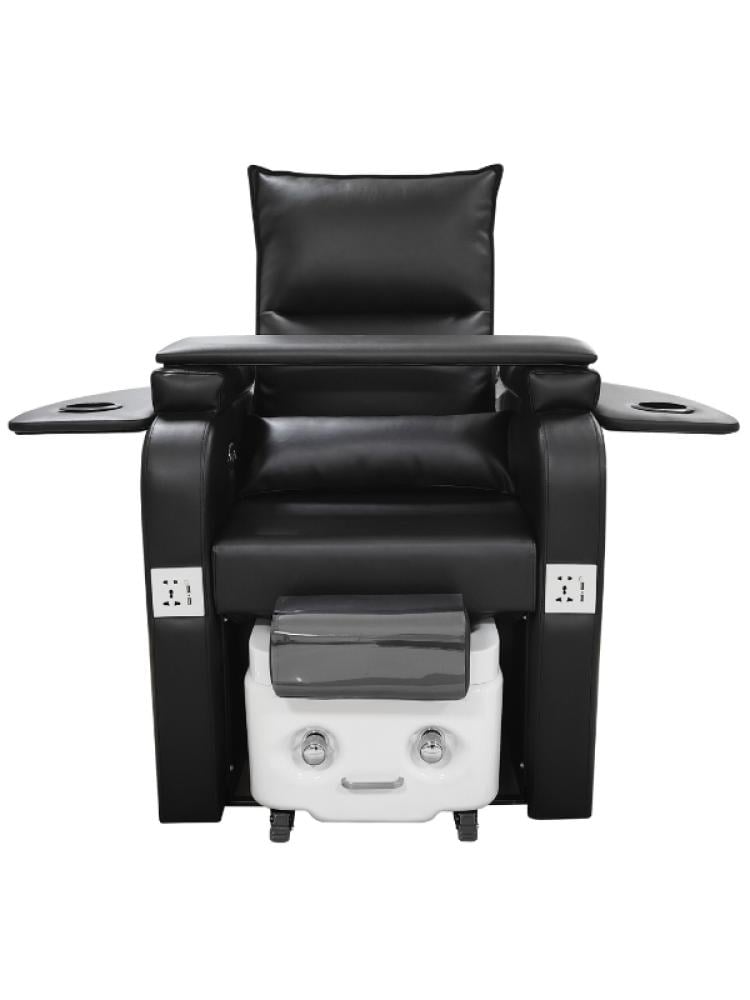Salon System Pedicure Chair - Black, Attached Movable Basin with Wheels