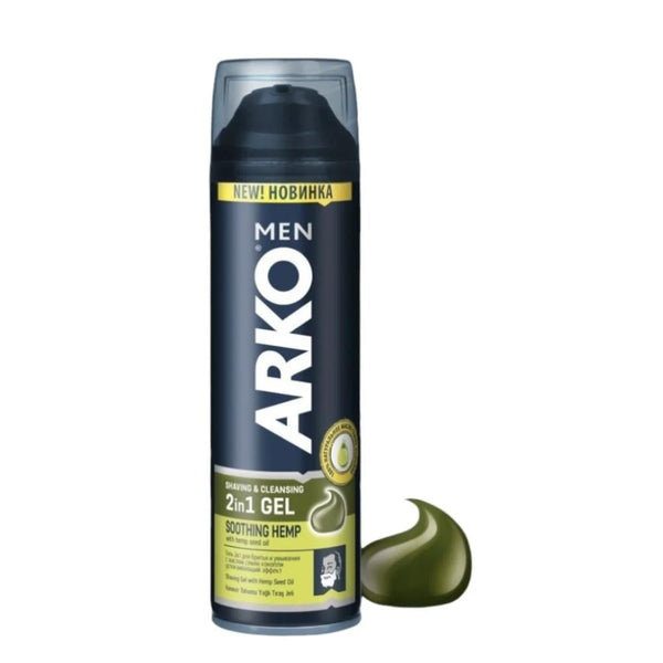 Top Rated Shaving Gel 2-in-1 Cleansing Hemp Seed Oil Arko 200ml