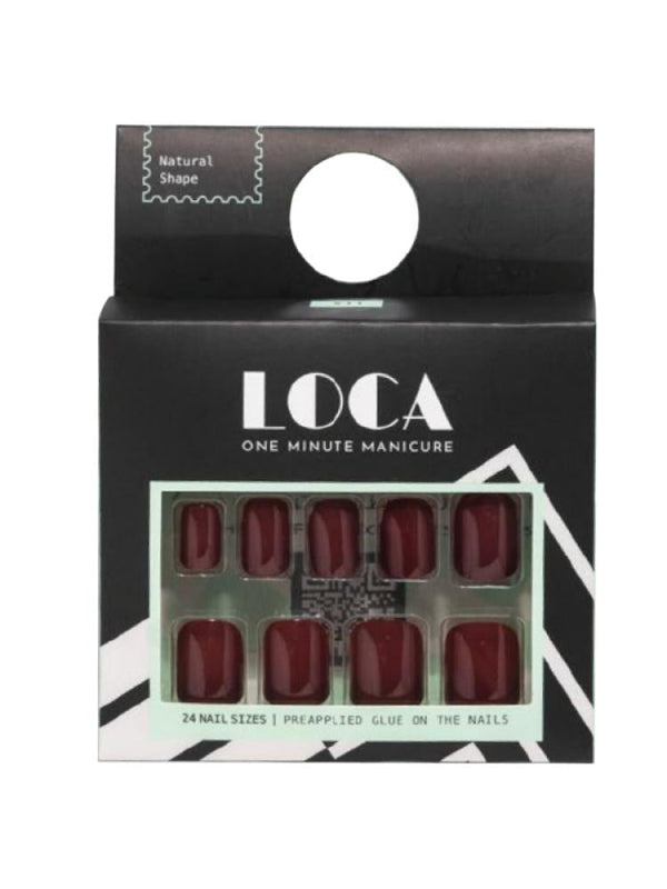 French Tip Press on Nails Burgundy Ombre Self-Adhesive Loca 24pcs