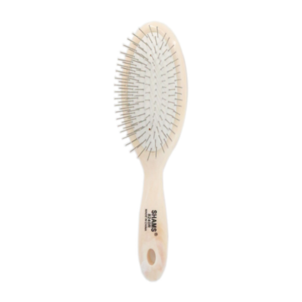 Shams 8240 R Hairbrush Nylon Bristles Bamboo Plastic Handle