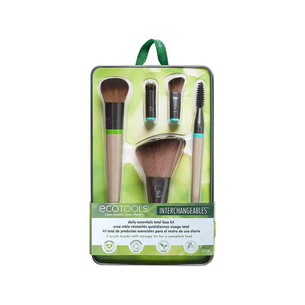 Makeup Brush Travel Case Interchangeable EcoTools 5 Brushes 2 Handles