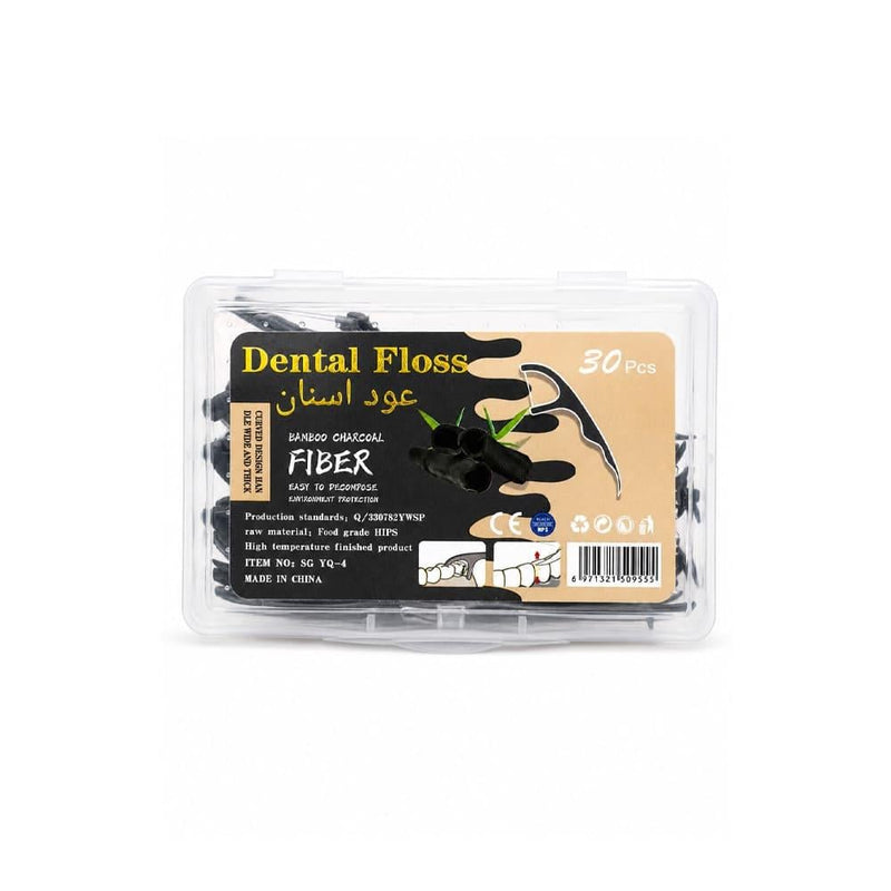 Dental Floss Picks Charcoal Infused 30 Pieces Best for Braces Portable