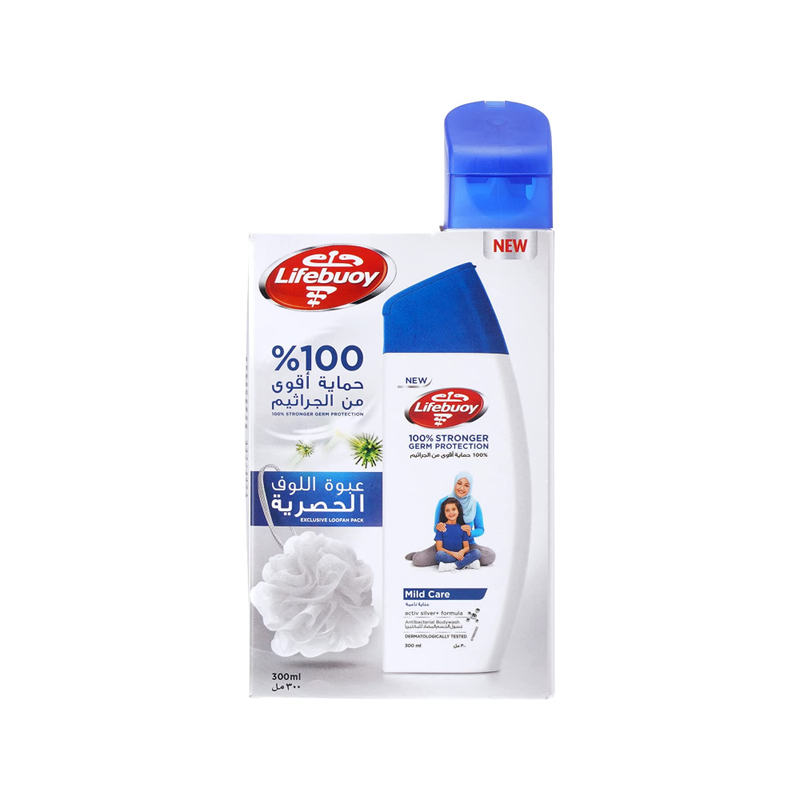 Lifebuoy Antibacterial Body Wash with Soft Care Loofah, Gentle Cleanse, 300ml