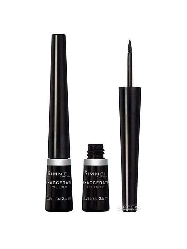 Black Liquid Eyeliner Pen Long-Lasting Rimmel London Exaggerate 2.5ml