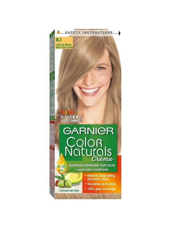 Permanent Hair Dye Light Ash Blonde 8.1 Color Naturals Garnier