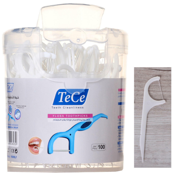 Floss Toothpicks Oral Hygiene Easy Reach Pink Tece 100 Pieces