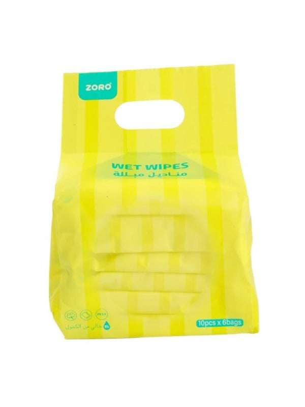 Zoro Wet Wipes - Alcohol-Free - Gentle Cleansing - 6 x 10 Wipes