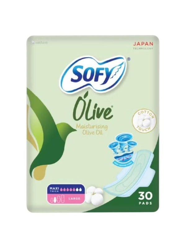 Sanitary Pads Large Size Moisturizing Olive Oil Wings Sofy 30 Pads