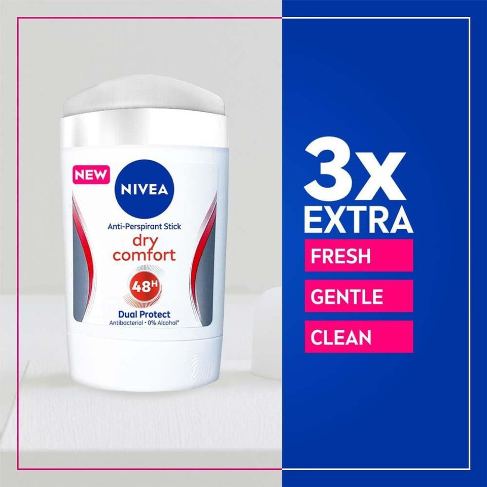 Nivea Dry Comfort Deodorant Stick 48 Hour Protection Alcohol-Free 50ml