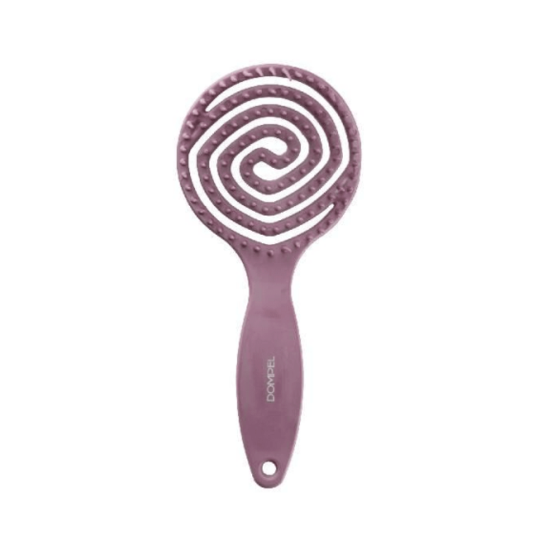Dompel Detangling Hairbrush Flexible Bristles Purple All Hair Types