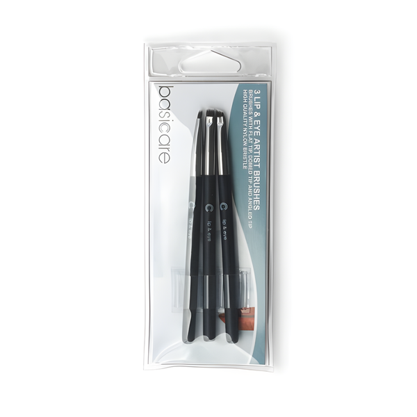 Basic Care Lip and Eye Brush Set, 3 Piece Makeup Tool Kit, 1572