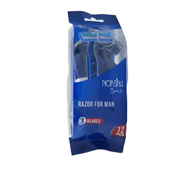 Norsina 3-Blade Razor Ergonomic Design Blue 14 Count