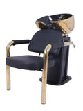 Salon System Hair Washing Chair Black Gold Handles