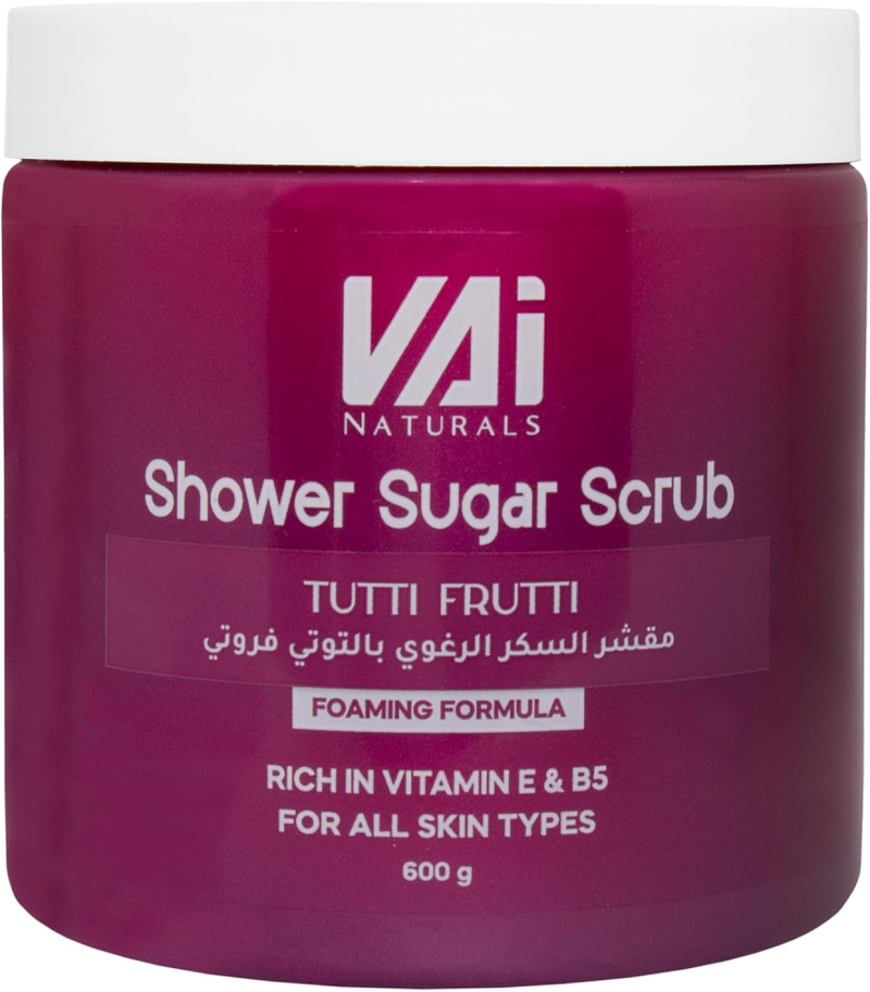 Foaming Sugar Scrub Tutti Frutti Hydrating Exfoliator VAI Naturals 600g