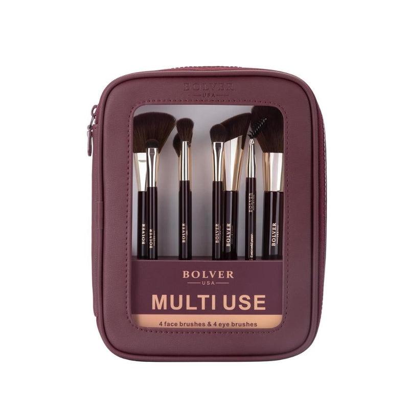 Bolver 8-Piece Makeup Brush Set for Face and Eye Application