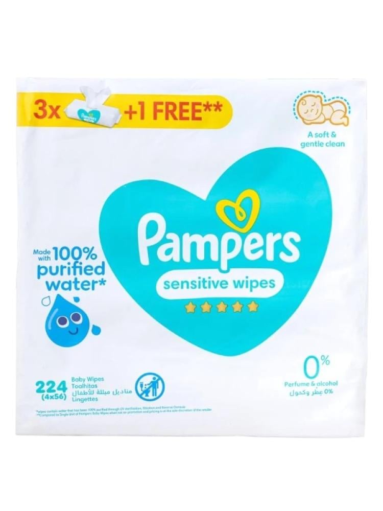 Baby Wipes Sensitive Skin Perfume-Free Pampers 224 Wipes