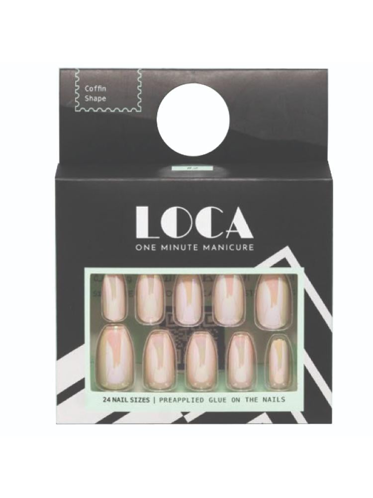 Best Artificial Nails Coffin Pink Chrome Self-Adhesive Luca 24pcs