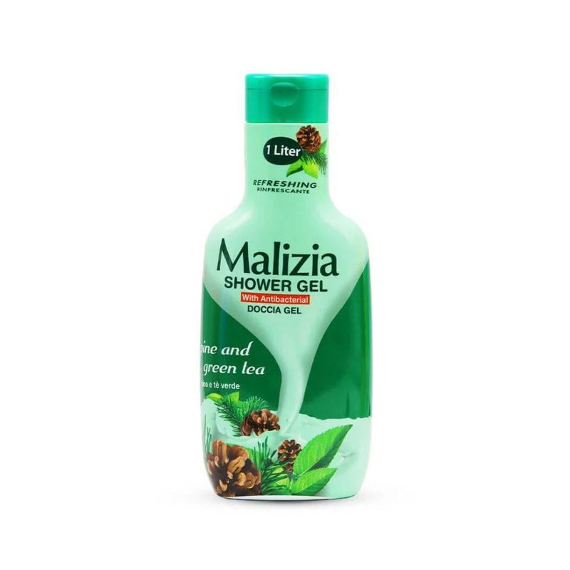 Malizia Pine & Green Tea Shower Gel, 1000ml, For Dry and Sensitive Skin