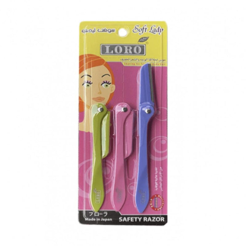 Facial Hair Removal Razor for Ladies Precision Blade Set Loro 3 Pieces