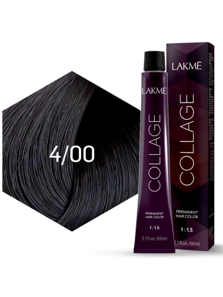 Brown Hair Dye Permanent 4/00 Medium Brown Lakme Collage 100ml