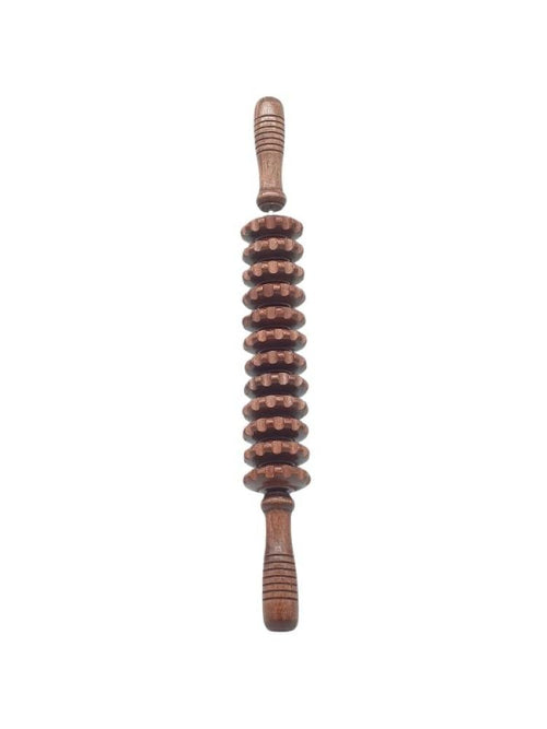 Al Raqi Massage Stick with 12 Rings for Muscle Tension Relief Brown