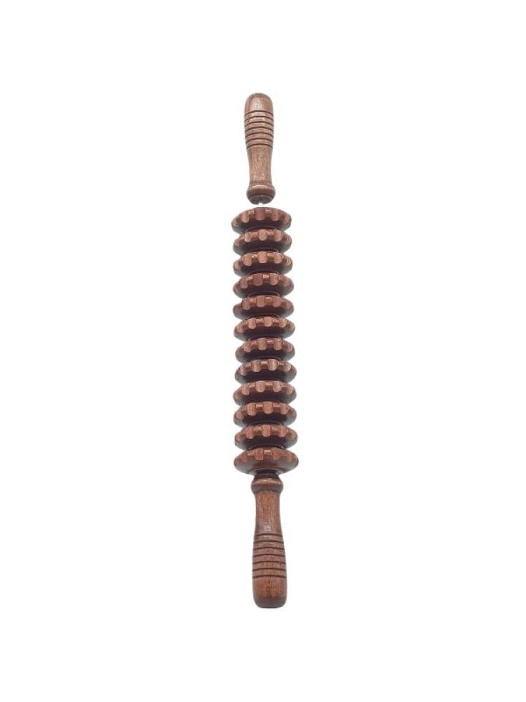 Al Raqi Massage Stick with 12 Rings for Muscle Tension Relief Brown