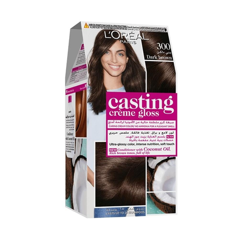 Dark Brown Hair Dye Ammonia-Free Glossing Kit Casting Creme Gloss LOREAL 180ml