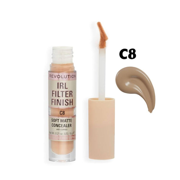 Revolution Filter Finish Concealer, C8 Beige, Full Coverage, 6g