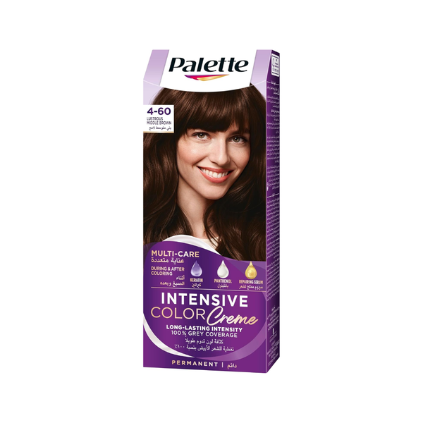 Permanent Hair Color Medium Shiny Brown 60-4 Gray Coverage Palette 110ml