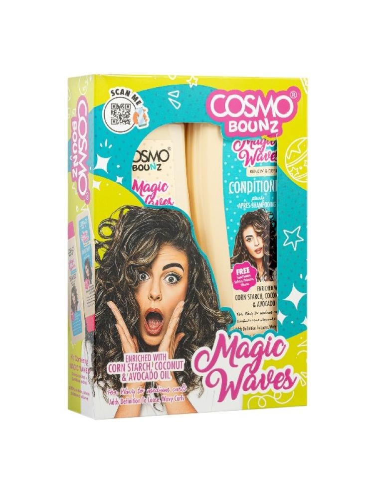 Cosmo Bounz Magic Waves Shampoo and Conditioner Set Avocado Oil Coconut Oil 2 x 400ml
