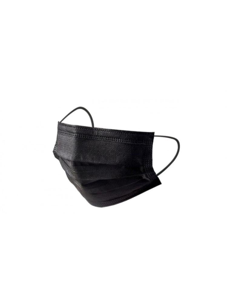 3-Ply Black Face Masks - 50 Count