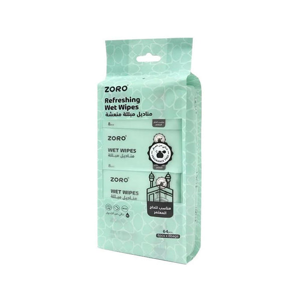 Wet Wipes Refreshing Unscented Alcohol-Free Zoro 8x8 Wipes
