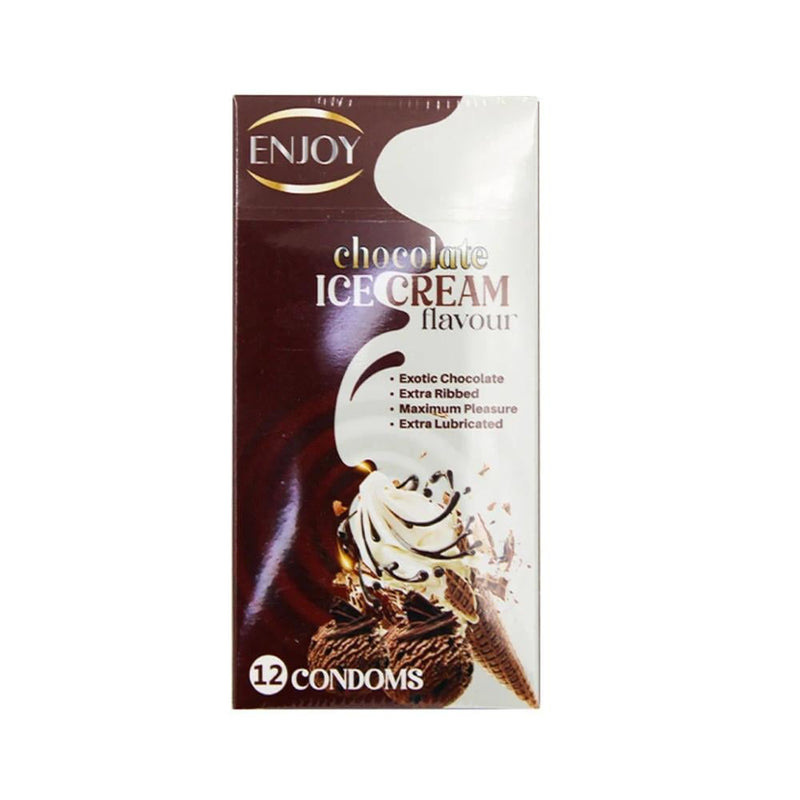 Enjoy Chocolate Ice Cream Flavored Natural Latex Condoms, 12 Count