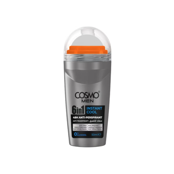 Cosmo Men's Deodorant Antiperspirant, Instant Cool, 6-in-1, 50ml