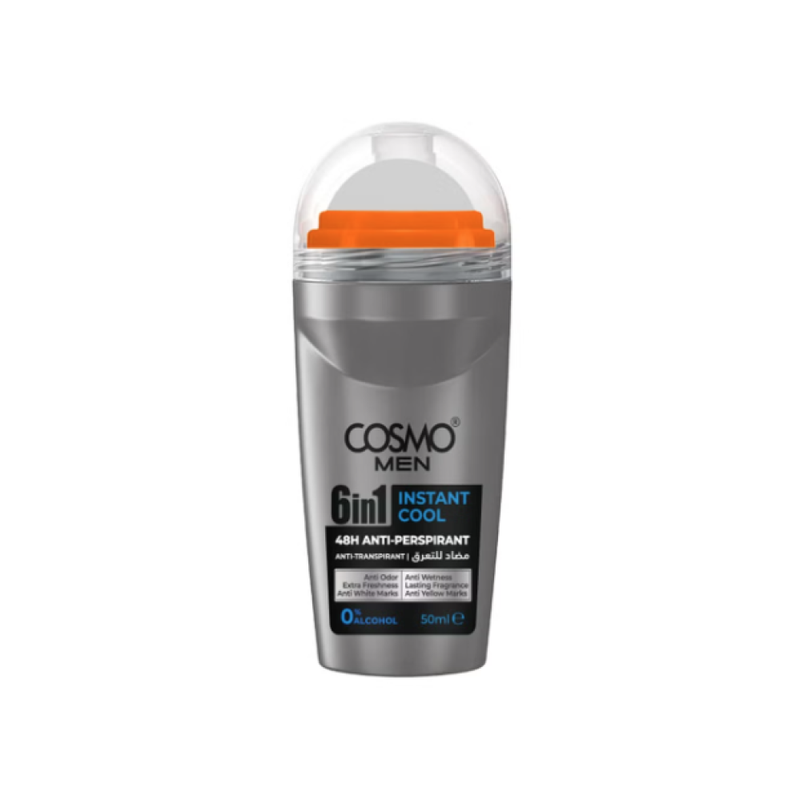 Cosmo Men's Deodorant Antiperspirant, Instant Cool, 6-in-1, 50ml