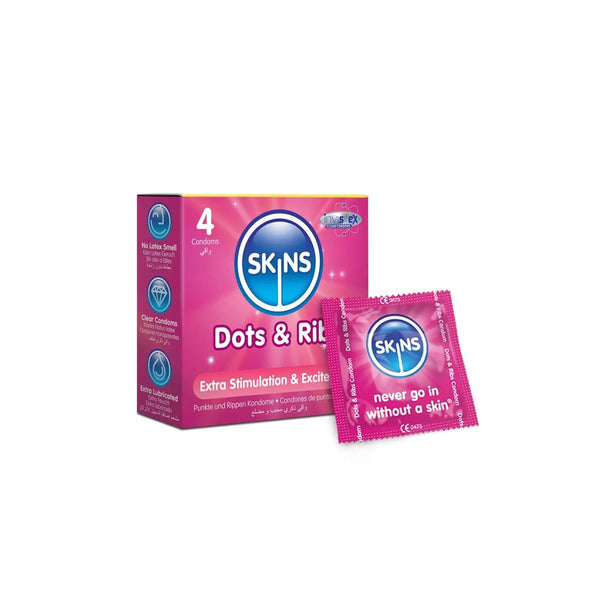 Dots & Ribs Premium Condoms Enhanced Sensation Skins 4 Pack