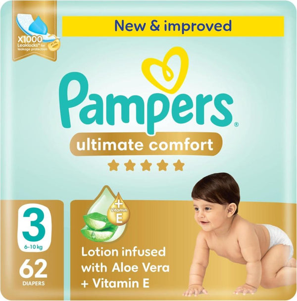 Pampers Diapers Taped Ultimate Comfort Mega Pack Size 3 62 Count
