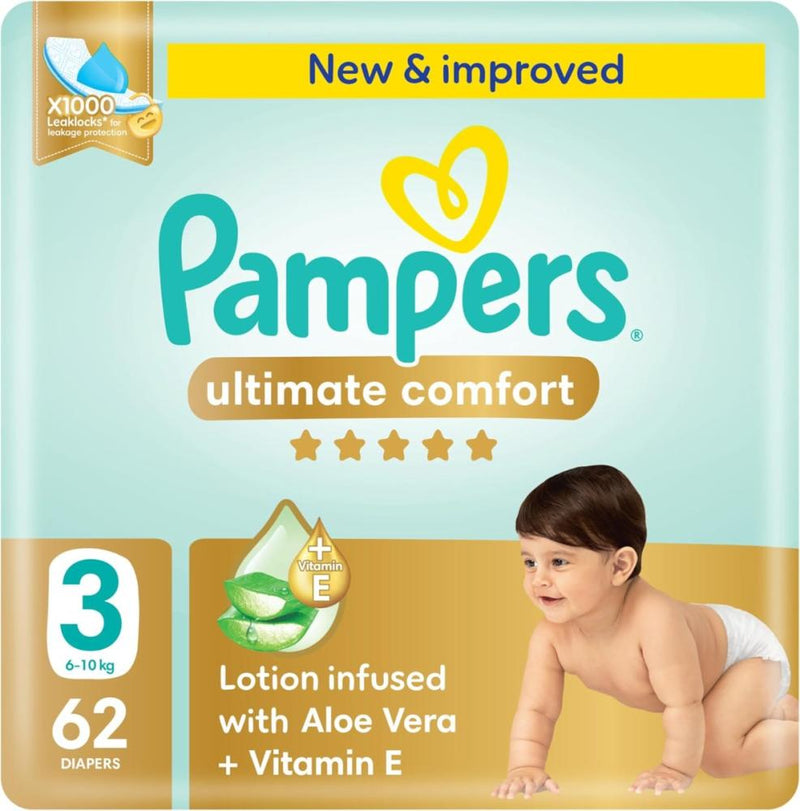 Pampers Diapers Taped Ultimate Comfort Mega Pack Size 3 62 Count