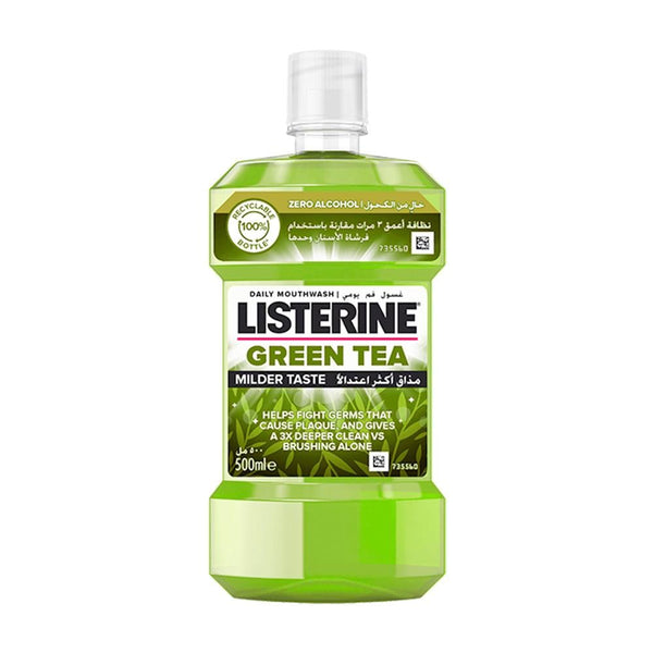 Listerine Green Tea Mouthwash Alcohol-Free Fluoride Enamel Strengthening 500ml