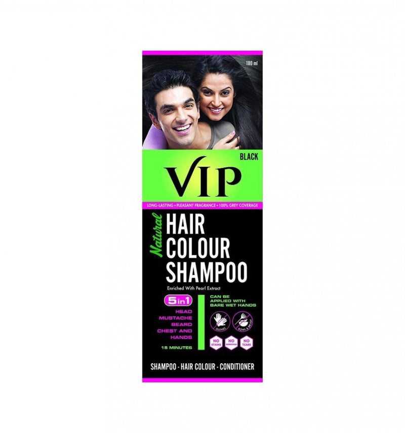 Vip Natural Hair Color Care Shampoo, Black, 180ml
