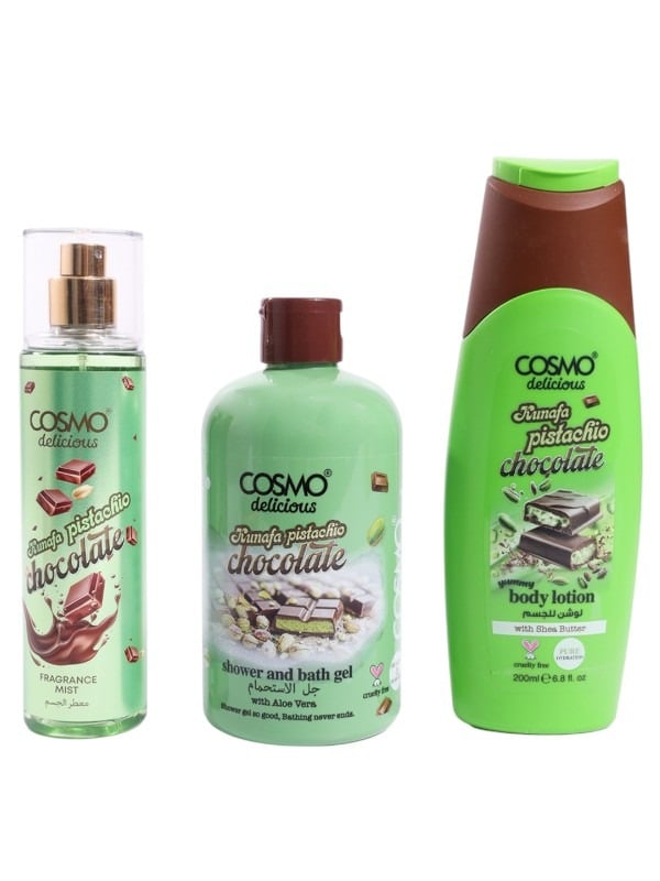 Cosmo Kunafa Pistachio Chocolate Body Care Set - 3 Pieces