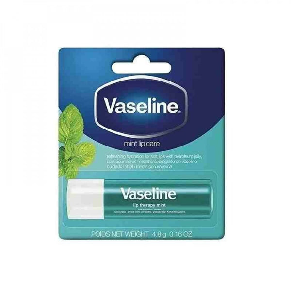 Vaseline Lip Balm Mint, Menthol, Sweet Almond Oil, Rose Oil, 4.8g