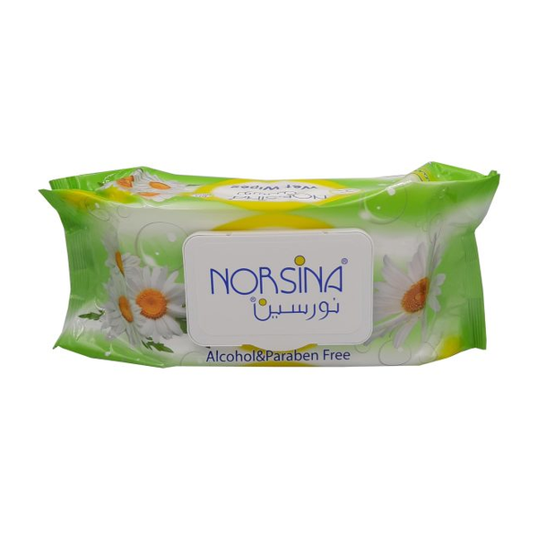 Norsina Baby Wipes with Chamomile Extract, Alcohol-Free, 120 Count